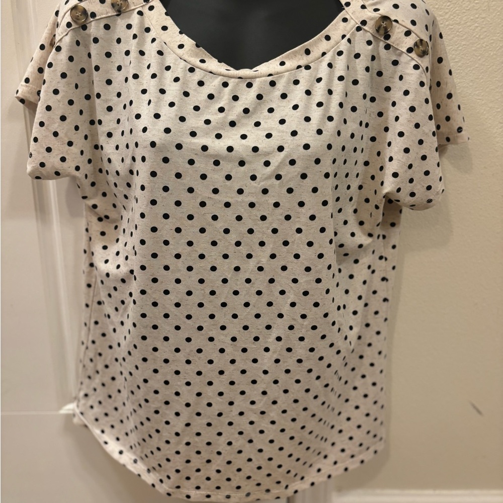 Polka Dot Women's Top - Beige and Black